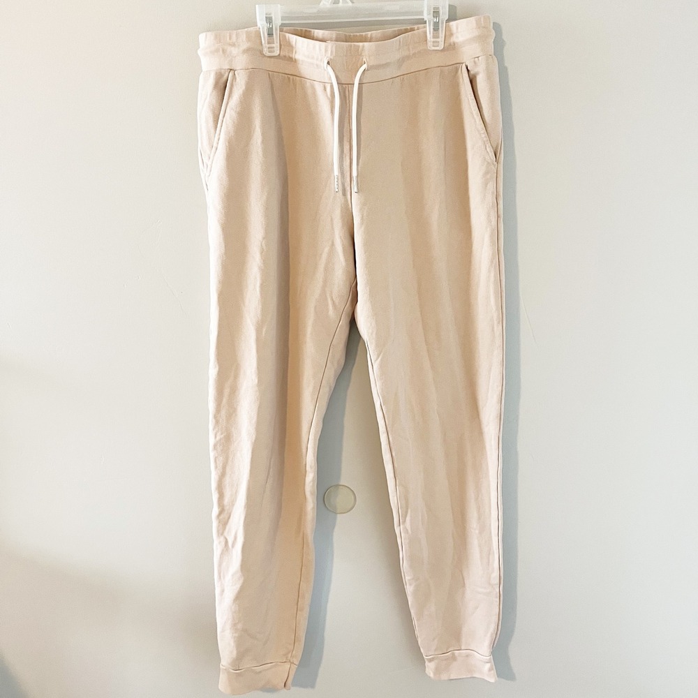 MATE the Label Organic Terry Classic Jogger Pants Beige Sand Large